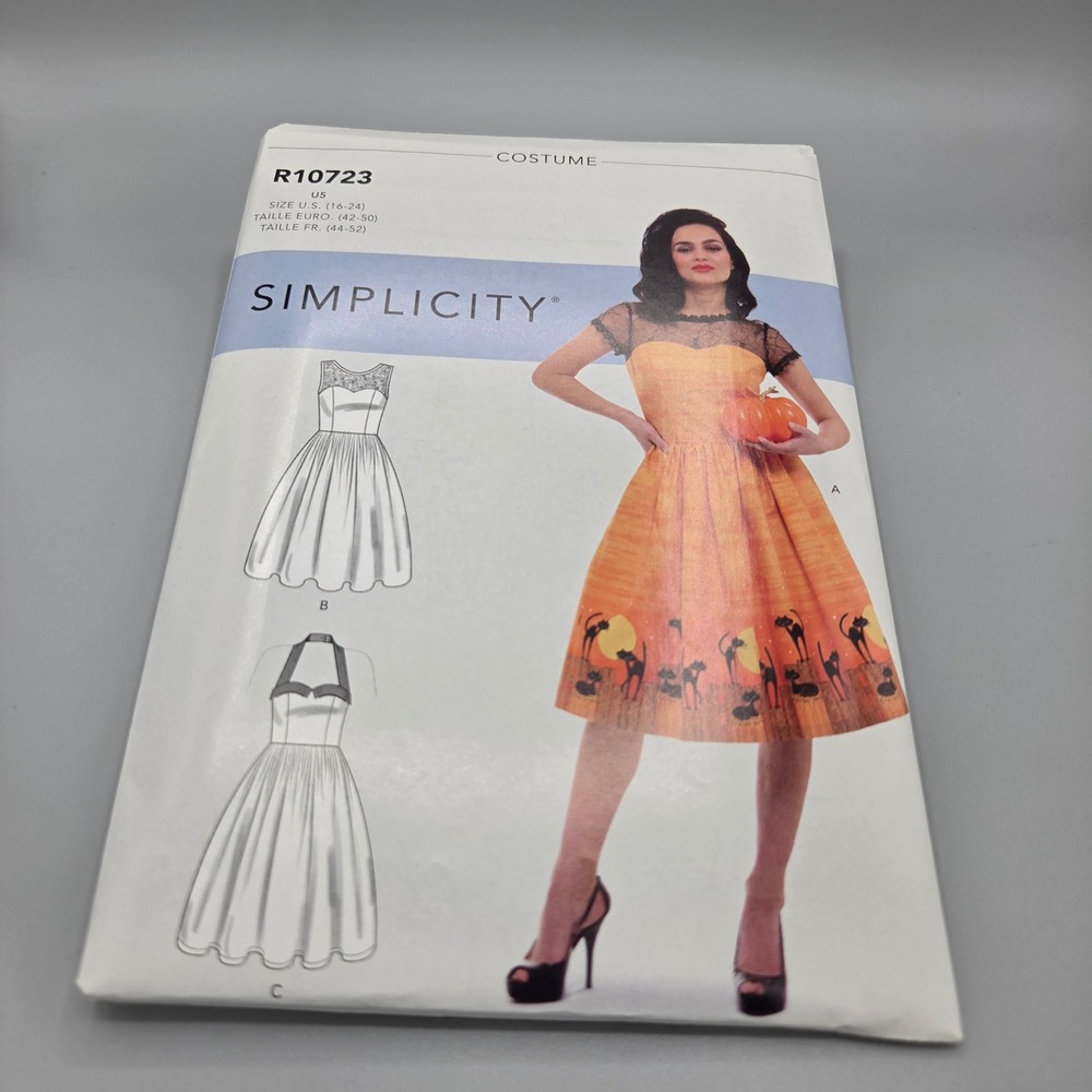 Simplicity R10723 S8979 Sewing Pattern Misses Retro Halloween Dress Size 16-24